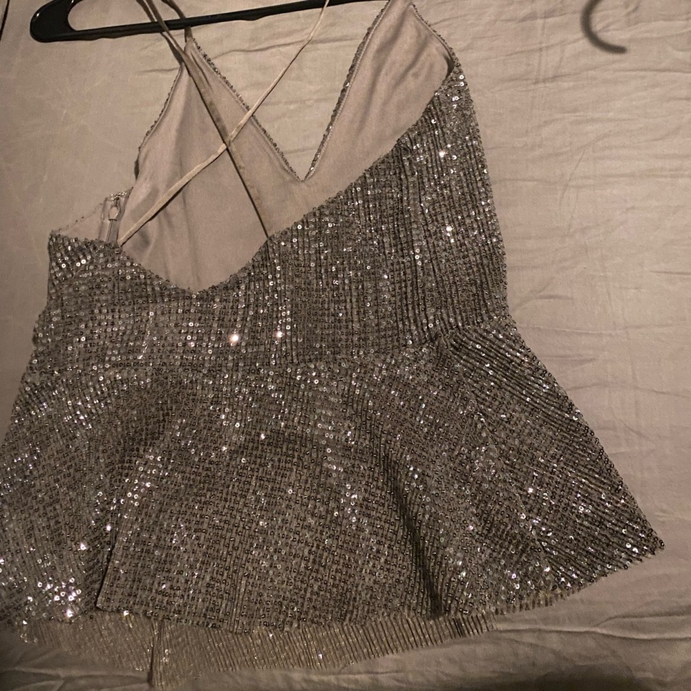 Olive Green Sequin Top